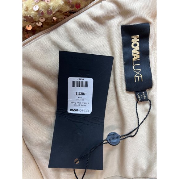 Fashion Nova Women’s Gold Slit Dress Sz S NWT - Picture 9 of 11